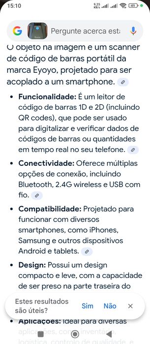 Leitor código barras novo