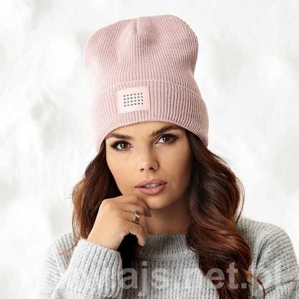 czapka LADY świetna kobieca wyprzedaż kurkuma, pudrowy róż, czarna