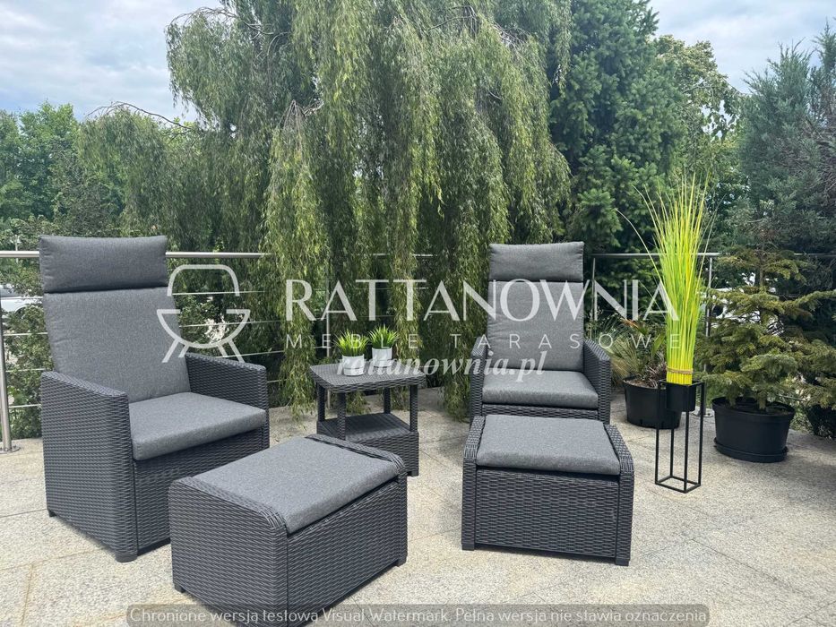 Zestaw Rozkładanych Foteli Wypoczynkowych Taras/Ogród Z Podnóżkami