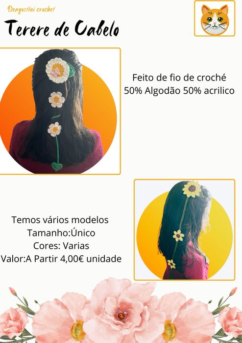 Grampo/ terere de cabelo crochet