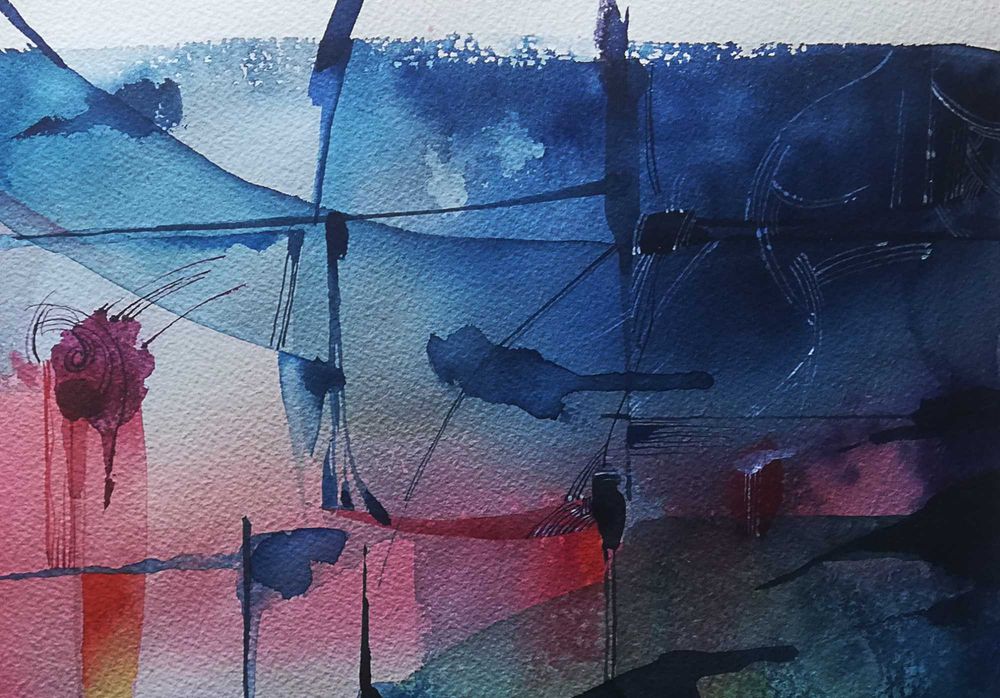 Aguarela original de Carlos Marques. Arte abstrata. Ab-I