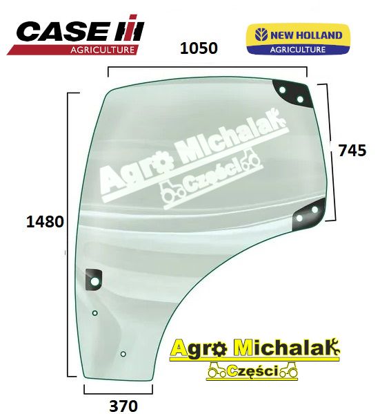 Szyba drzwi lewe CASE , New Holland T6, T7 , TSA, Steyr , CVT, PROF