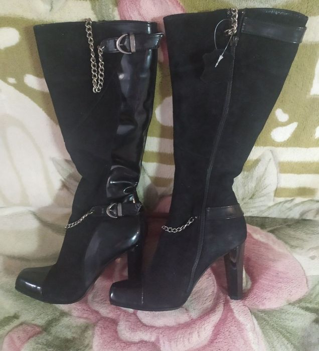 Кожаные сапоги, сапоги женские на цегейке