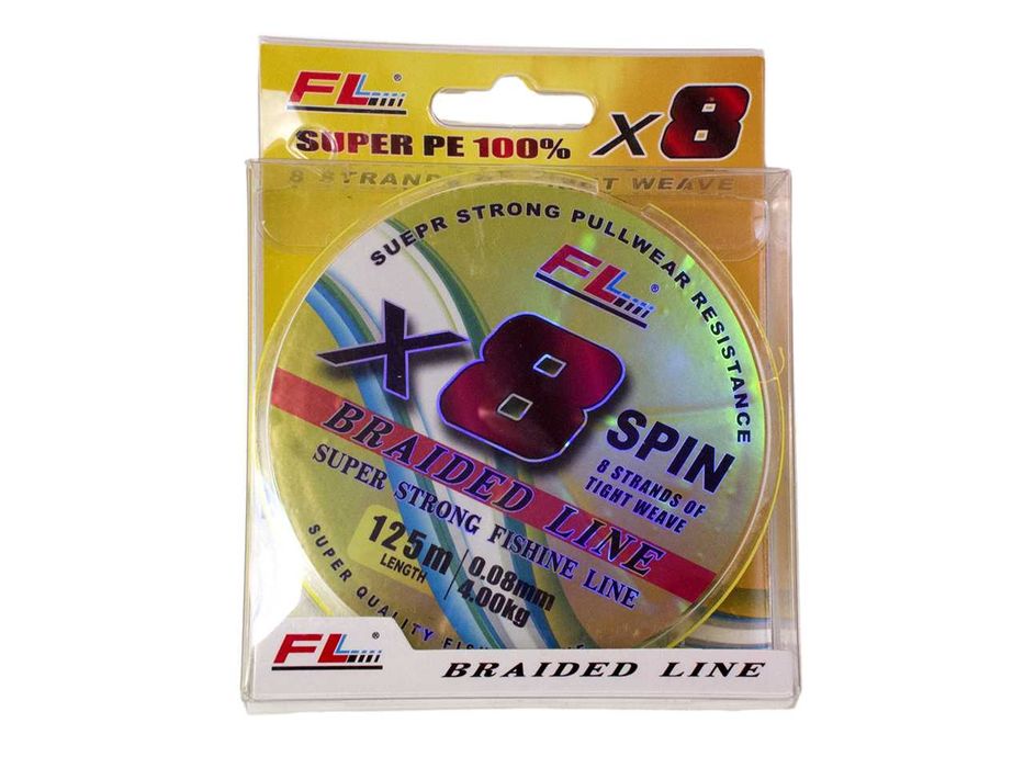 Plecionka FL X8 SPIN 0,16mm 19kg 125m 8 splotów fluo