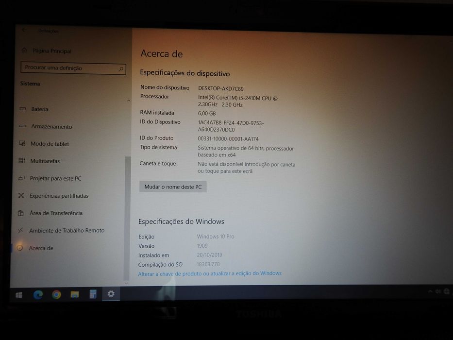 Portátil Notebook Toshiba + mochila de transporte mitsai