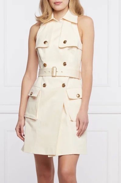 Elisabetta Franchi ecru kremowa sukienka marynarkowa 36 S dwurzedowa