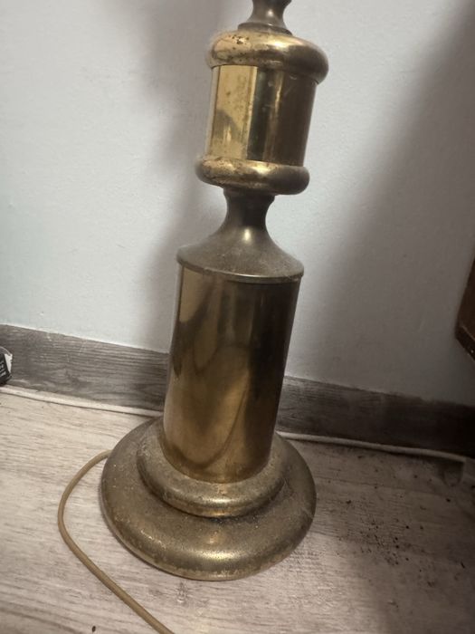 Vintage retro  stojaca mosiężna lampa zlota