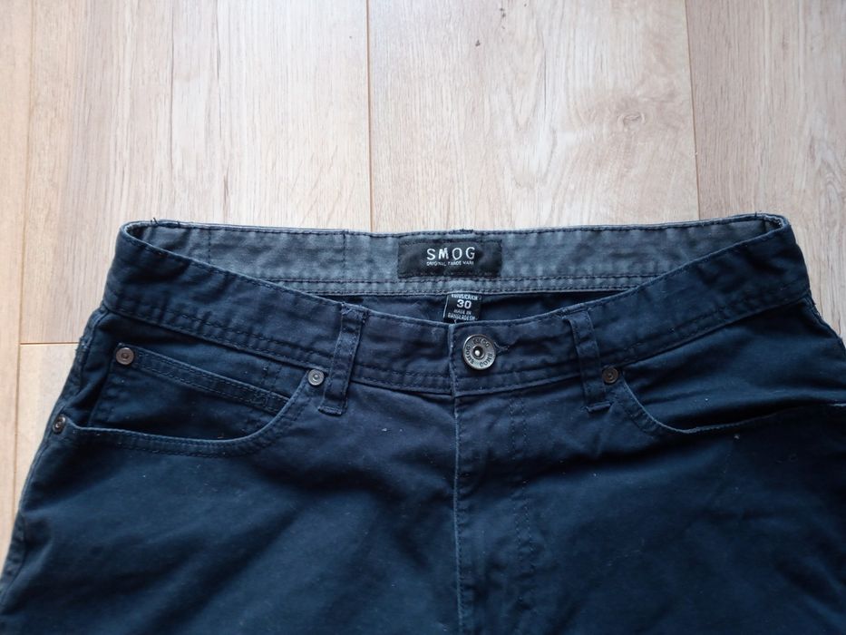 Spodnie męskie granatowe smog new yorker zwężane 30 eleganckie modne