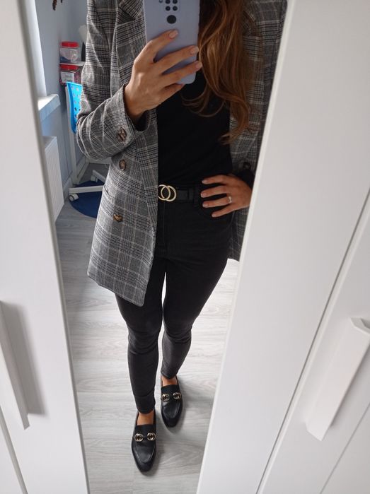 Marynarka w kratę H&M r. XS 34 szara