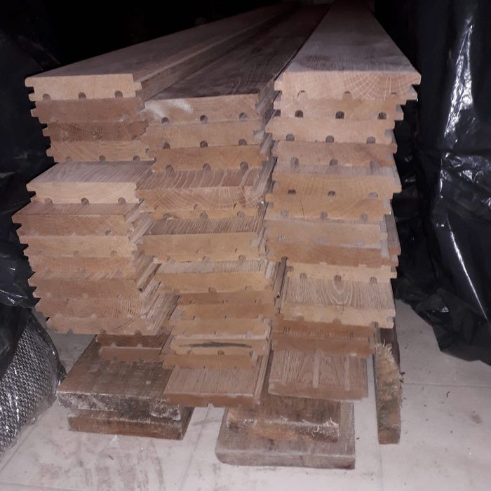 Deska dębowa podłogowa 50szt, legary sosnowe 16szt