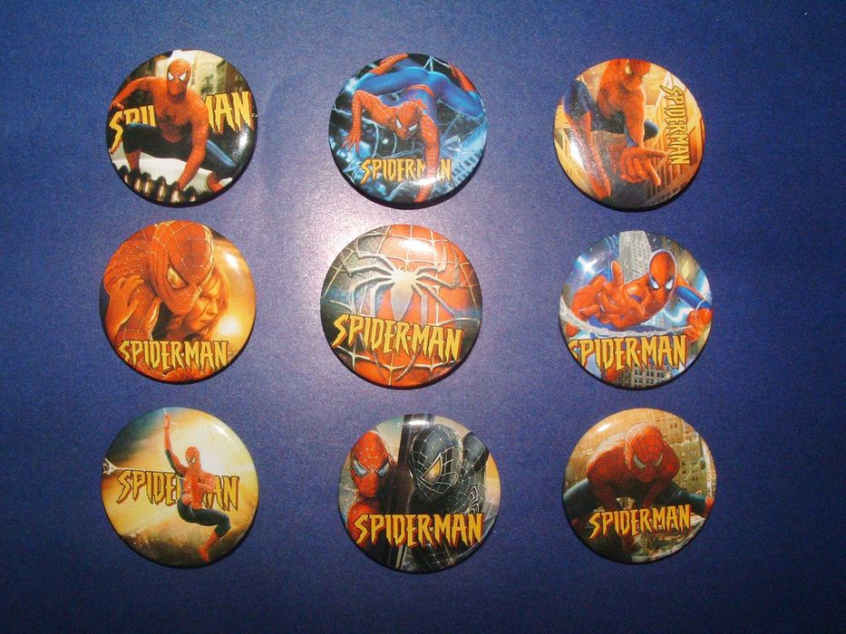 9 Crachás Batman, Homem-Aranha, Drª Brinquedos, Super Mario