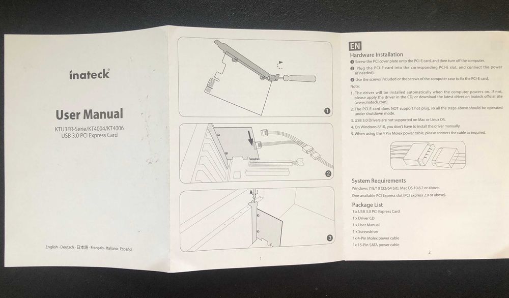 Inateck PCIe/USB 3.0 Expansion Card64751956128257123