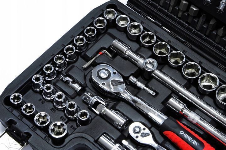 Набор инструмента головок ключей на трещотке MAR-POL: 108 элементов