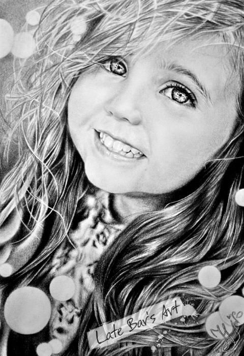 Портрет девочки-мечтательницы. Простой карандаш. Реализм.