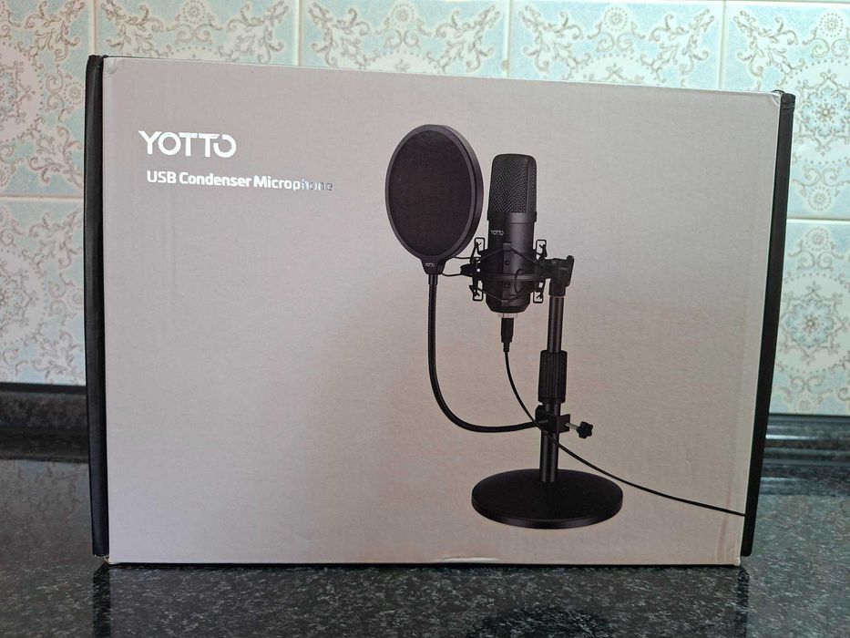 Microfone YOTTO USB Condensador — Kit Completo — Novo