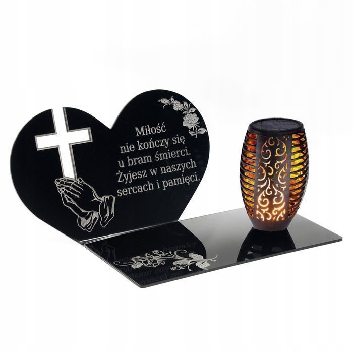 Personalizowany solarny znicz led statuetka na cmentarz grób duża