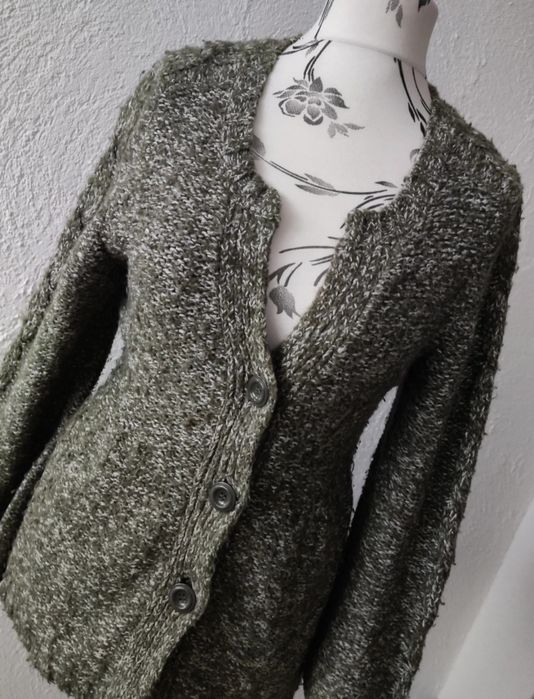 Ciepły zielony kardigan 42 XL Papaya sweter damski