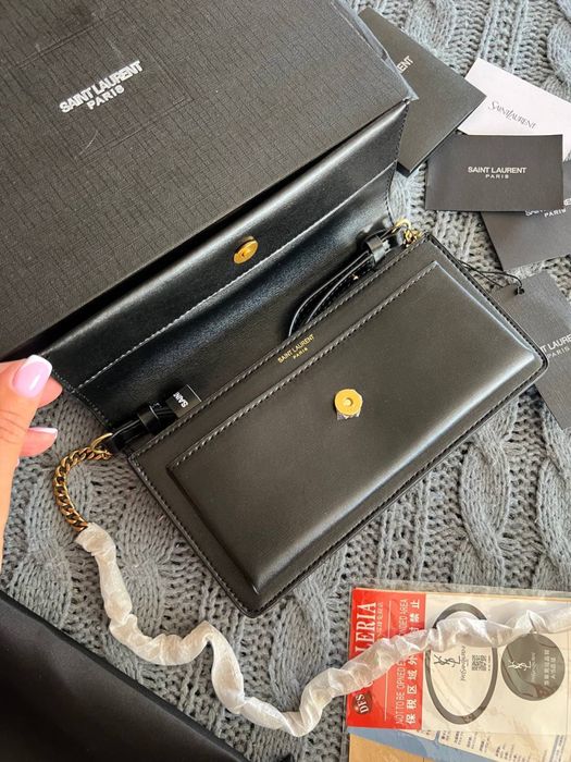 Сумка клатч YSL Yves Saint Laurent чорна, біла