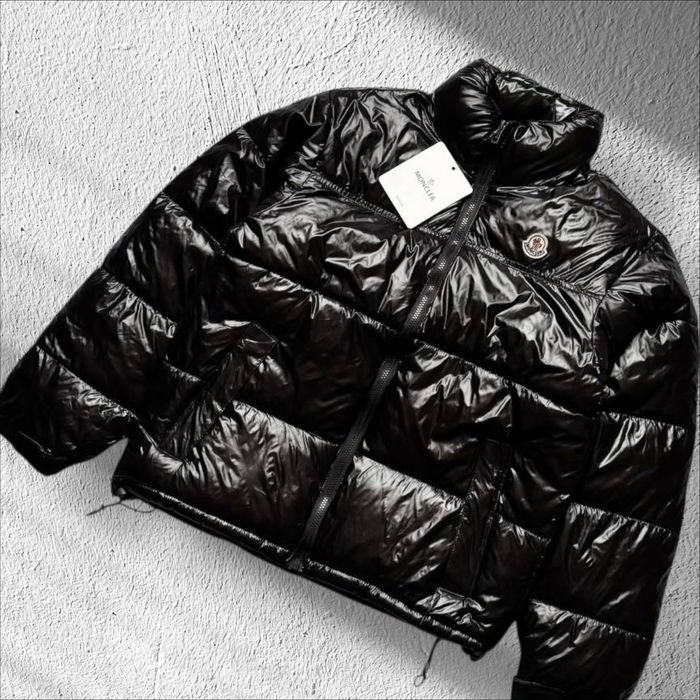 Куртка Moncler  пуховик, чорний глянцевий Монклер