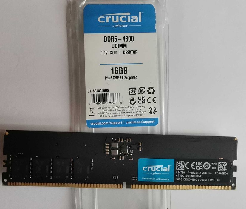 Pamięć 16GB ddr5-4800 UDIMM Crucial