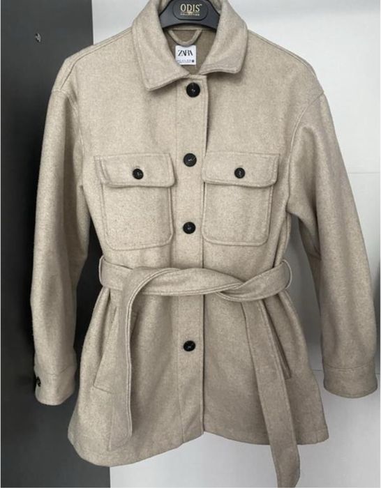 Сорочка пальто куртка жіноча zara бежева осінь/весна, демисизон