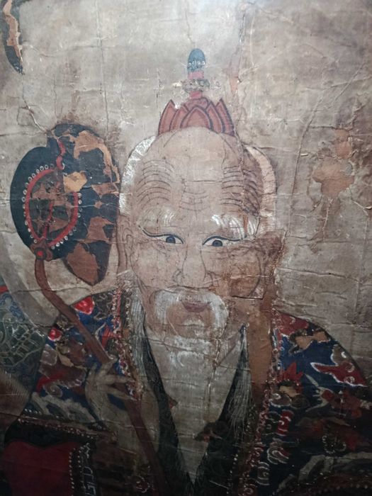 Grande Pintura Imperial Chinesa Papel Xuan séc XVIII 185 cm