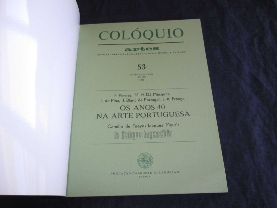 Livro Revista Colóquio Artes Visuais Música e Bailado nº 53
