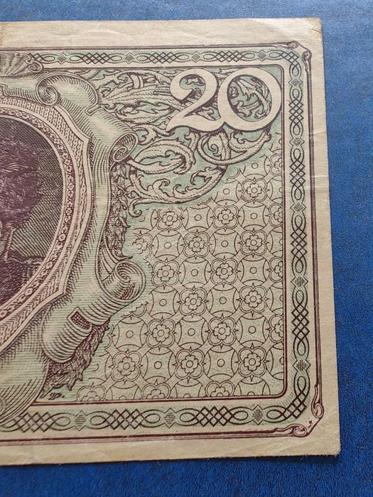 Banknot 20 Marek Polskich z 1919 r. Piękny!!