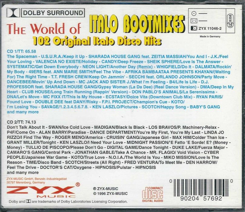 2 CD - The World Of Italo Bootmixes (1996) (ZYX Music)