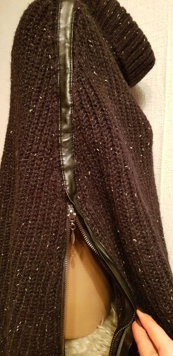 Кофта пончо С-Л с молниями Франция джемпер пуловер толстовка кардиган