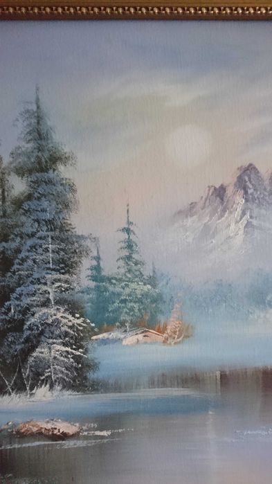 Картина маслом  Зимовий пейзаж на холсті 50/60