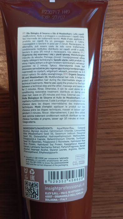 InSight Intech Mleczko do włosów 100ml NOWE