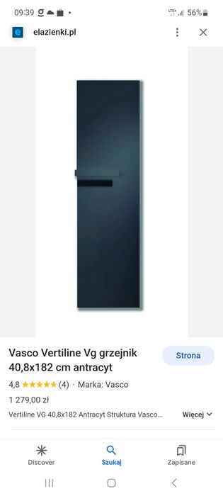Grzejnik vertline vasco vg 180 cm x 40,8 antracyt