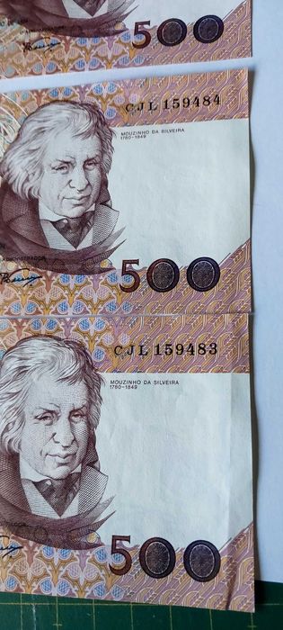 Vendo 4 notas de 500$ Mouzinho da Silveira de 1994
