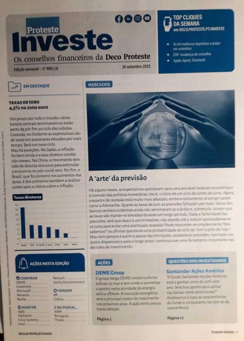 8 Boletins semanais da Proteste Investe (Deco)  4º trimeste de 2023