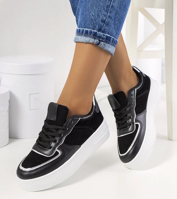 Czarne sneakersy damskie Statela