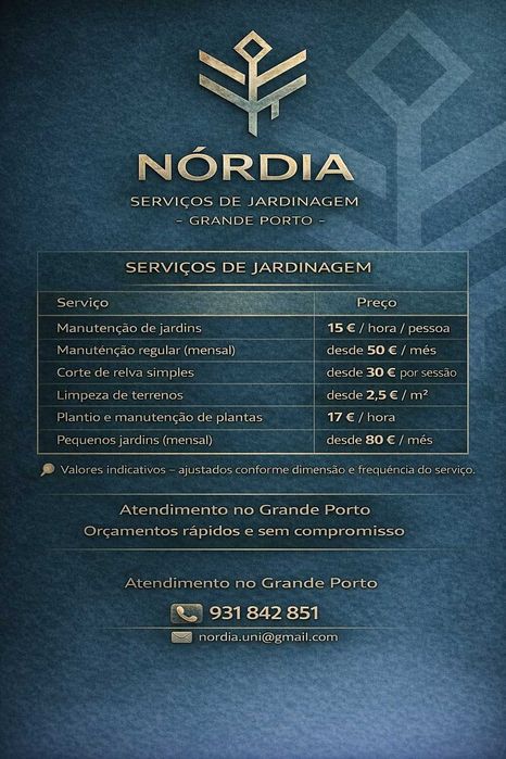 serviços – limpezas, jardinagem, manutençao NORDIA