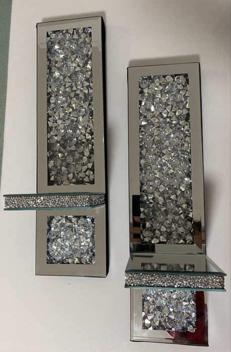 Estantes luxo - prateleira decoração com espelho e cristais diamantes