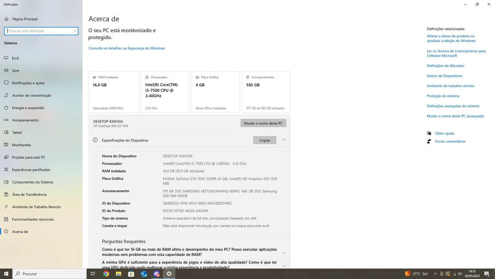 Torre HP EliteDesk 800 G3