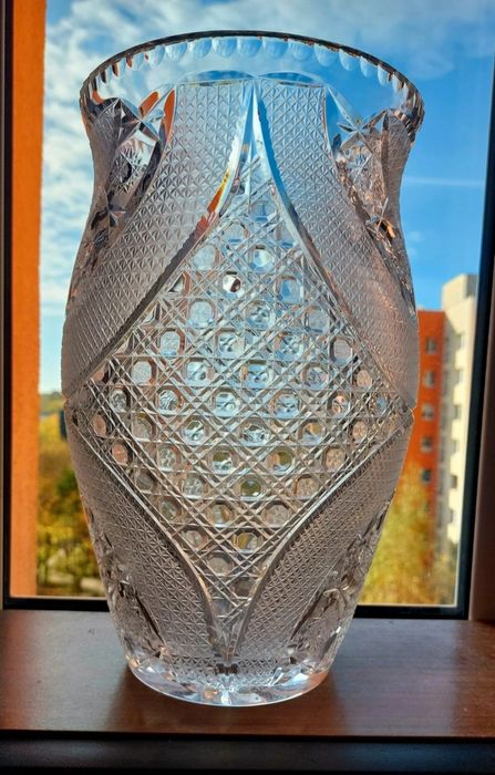 Piękny, duży, wazon, kryształowy PRL.
