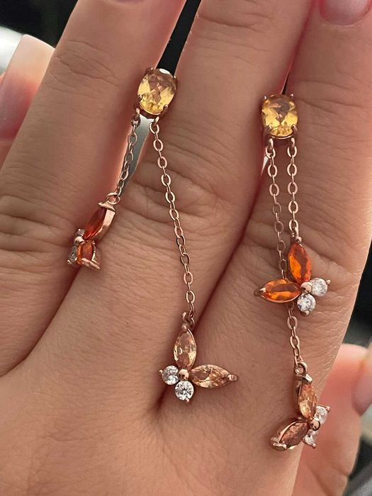 Серебряные серьги 925 пробы с сапфиром цитрином топазом