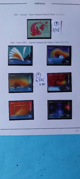 Selos Portugal ano 2001. Novos c/Goma original  Ref.21/08