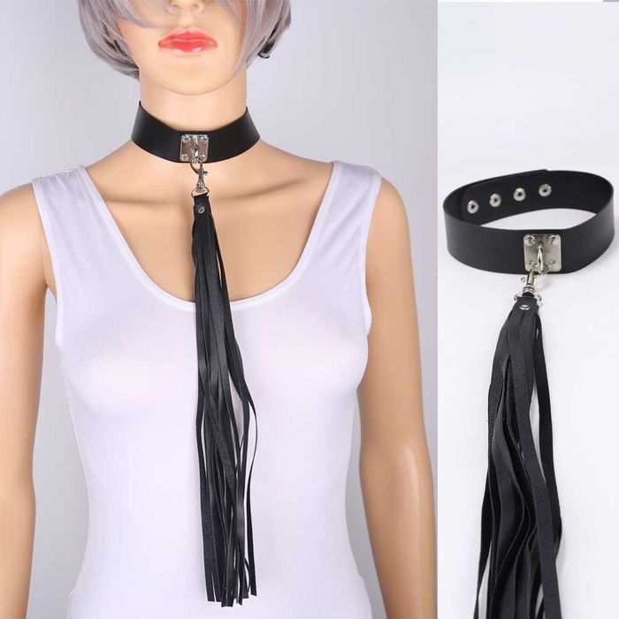 Чокер кожаный с кисточкой, ошейник, сексуальное белье еротична білизна