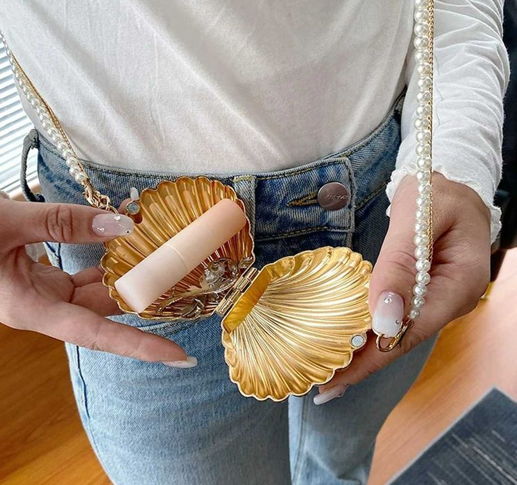 Мини-сумка для женщин с жемчужинами, золотая сумочка через плечо