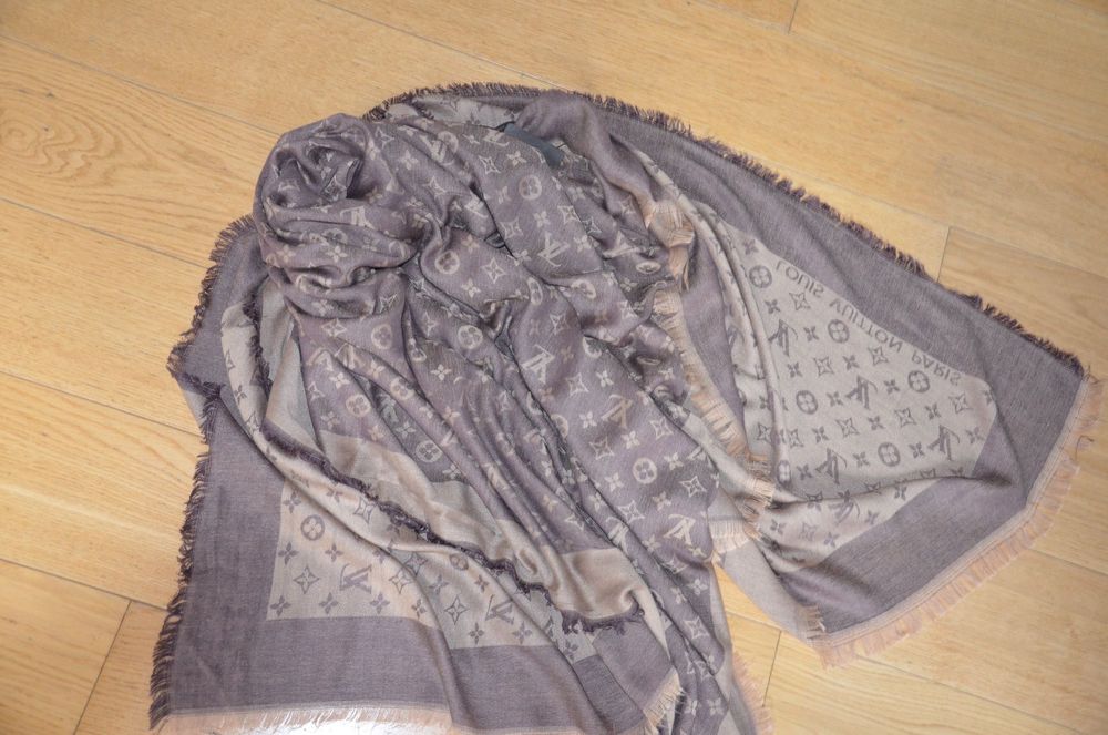 chusta/apaszka 143 x140 kaszmir wool  brązy LV