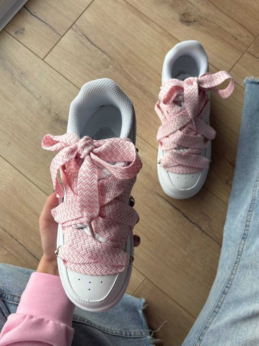 Кеди Nike Air Force 1 Low Custom Lanvin Laces Pink / кеды Найк Форс 1