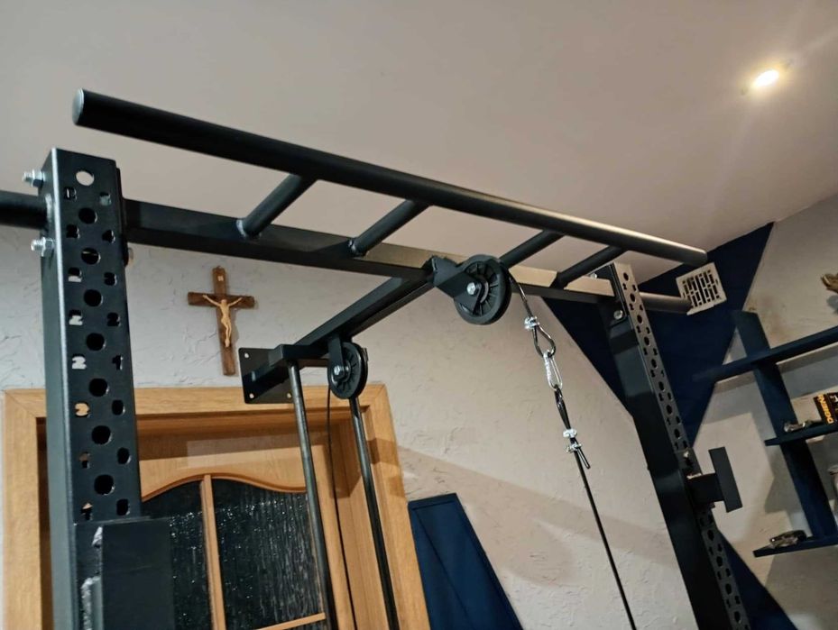 Half rack, wyciąg, drążek, asekuracje, dipy, 70x70x3 proszkowo