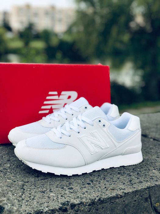 New Balance 574 all white кроссовки мужские нью беланс 574 белые