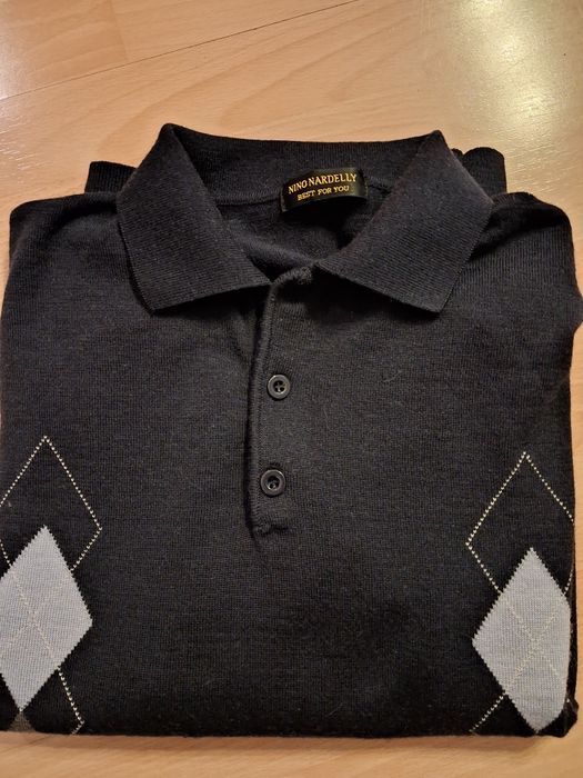 Sweter męski wełniany w romby 100% wełna