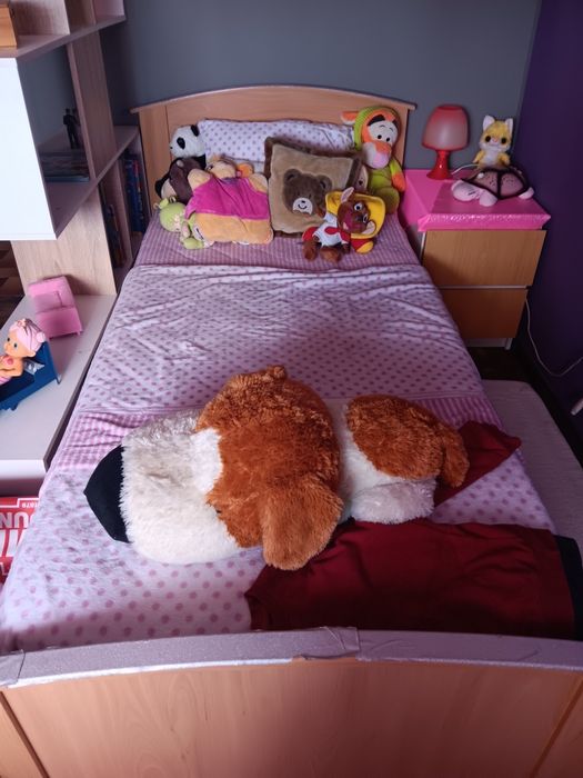 Secretaría cama de solteiro com mesinha de cabeceira